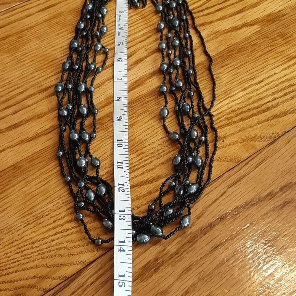 NWT Fantasia Black Beaded Necklace and Earring Set